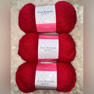 Isaac Mizrahi Craft Premier Yarn - SET OF 3 - 328yds Ea Imperial Color Red…